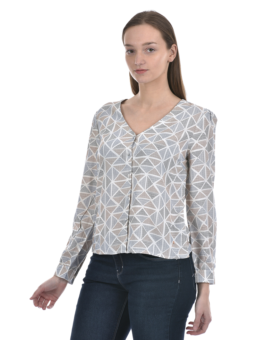 Numero Uno Women Geometric Print Light blue Top